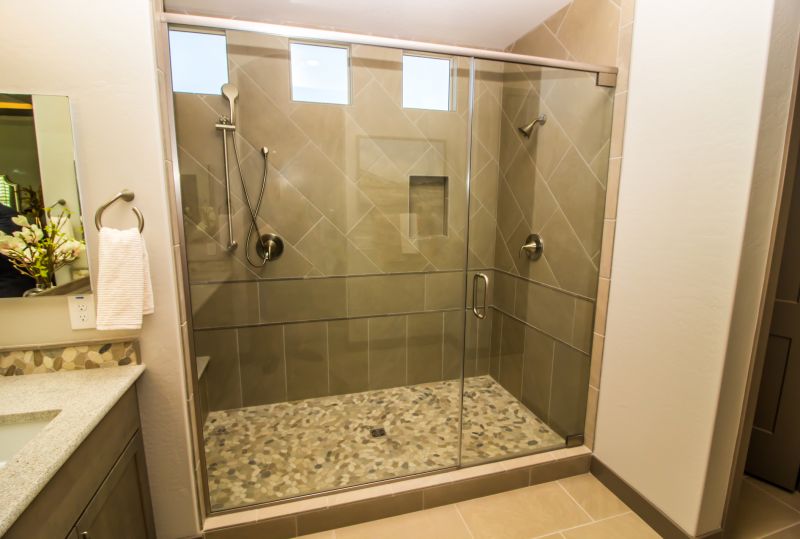 Corner Shower with Glass Doors